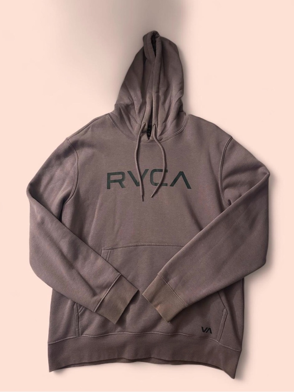 RVCA Men's Hoodie in Taupe Brown with Dark Logo
